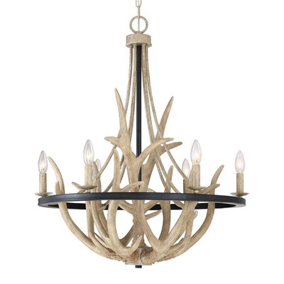 Quoizel Journey 6-Light Earth Black Rustic Antler Chandelier Quoizel Journey 6-Light Earth Black Rustic Antler Chandelier