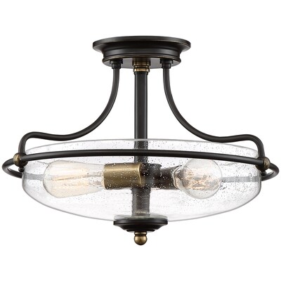 Quoizel Griffin 17-in Palladian Bronze Semi-flush Mount Light Quoizel Griffin 17-in Palladian Bronze Semi-flush Mount Light