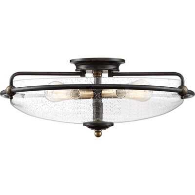 Quoizel Griffin 21-in Palladian Bronze Transitional Flush Mount Light Quoizel Griffin 21-in Palladian Bronze Transitional Flush Mount Light