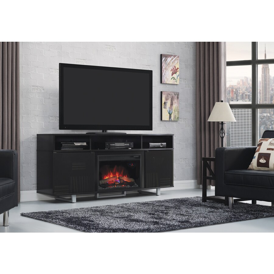 ClassicFlame Enterprise High Gloss Black Rectangular Fireplace TV Stand