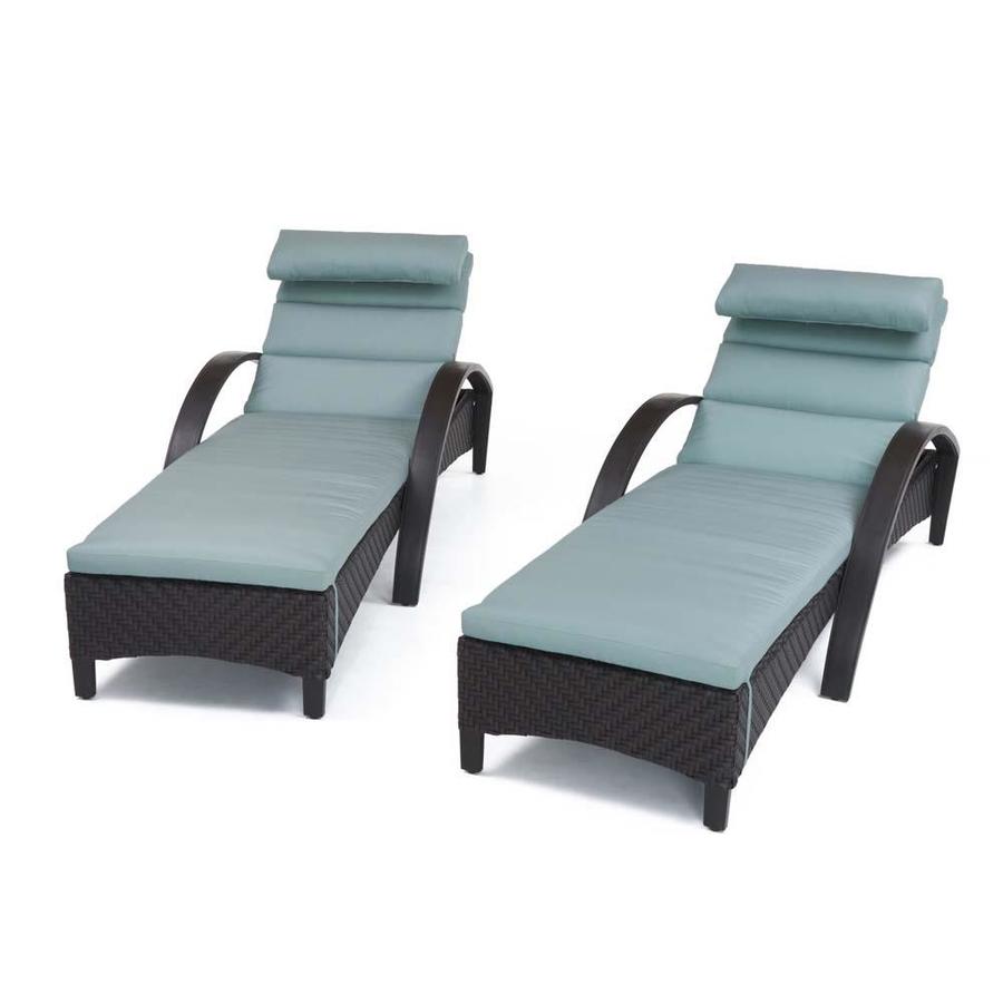 Rst Brands Barcelo Set Of 2 Brown Wicker Metal Stationary Chaise Lounge Chair S With Bliss Blue Sunbrella Cushioned Seat In The Patio Chairs Department At Lowes Com