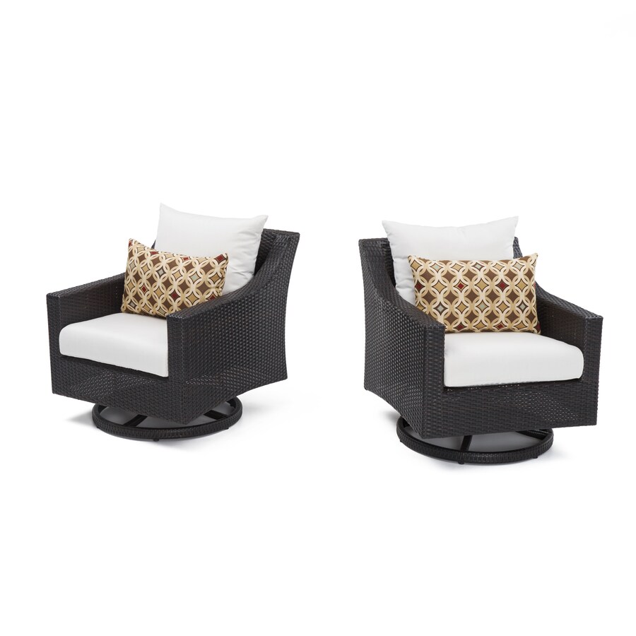 Rst Brands Deco Set Of 2 Espresso Wicker Metal Swivel Conversation Chair S With Moroccan Cream Sunbrella Cushioned Seat In The Patio Chairs Department At Lowes Com