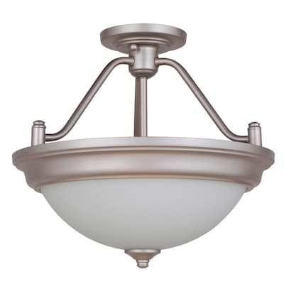 Craftmade Pro Builder 15-in Brushed Nickel Traditional Incandescent Semi-flush Mount Light Craftmade Pro Builder 15-in Brushed Nickel Traditional Incandescent Semi-flush Mount Light
