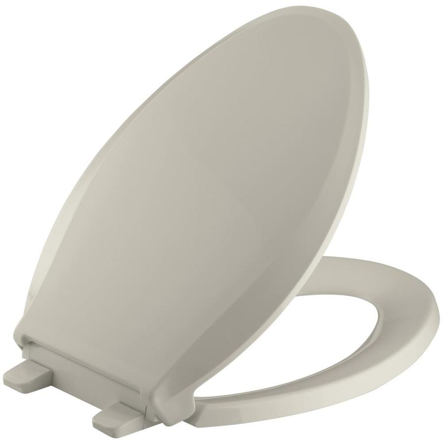 Kohler Toilet Seat Cover Lid Elongated Closed Front Quiet Soft Close Biscuit New 