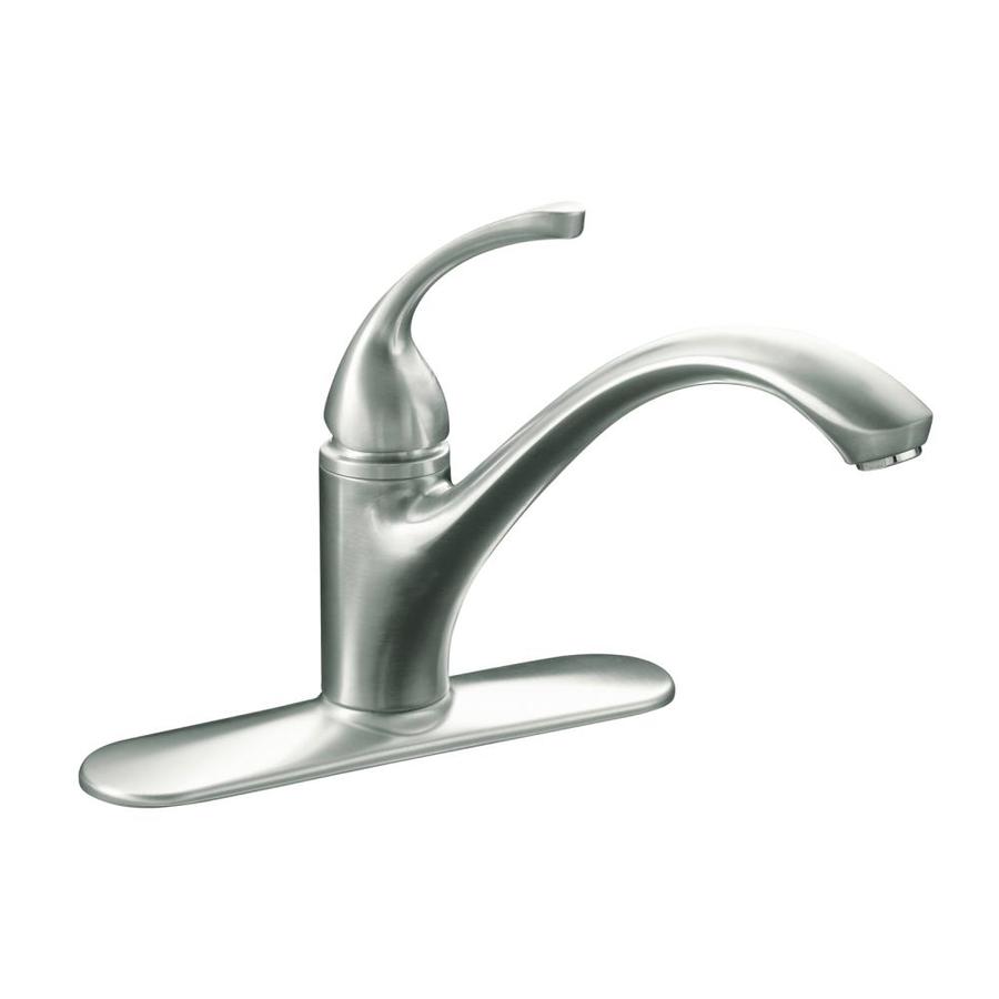 Kohler Forte Vibrant Stainless 1 Handle Deck Mount Low Arc Handle Lever Kitchen Faucet Deck Plate Included In The Kitchen Faucets Department At Lowescom