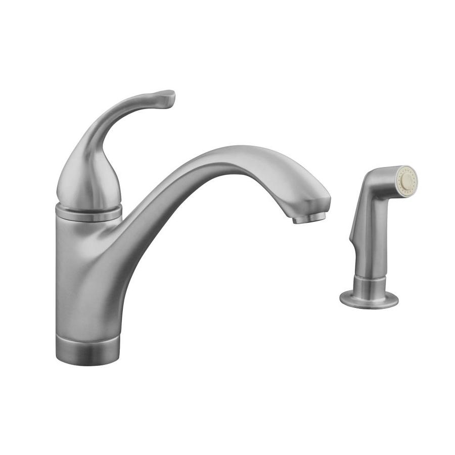 Kohler Forte Vibrant Stainless 1 Handle Deck Mount Low Arc Handle Lever Kitchen Faucet In The Kitchen Faucets Department At Lowescom