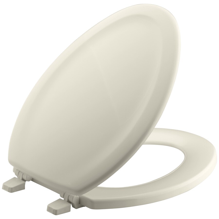 Shop KOHLER Stonewood Almond Wood Elongated Toilet Seat at