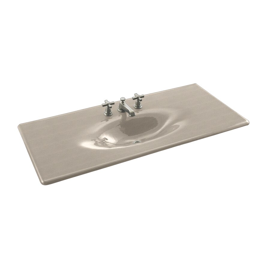 Shop KOHLER Impressions Sea Salt Cast Iron Drop-in Oval Bathroom Sink ...