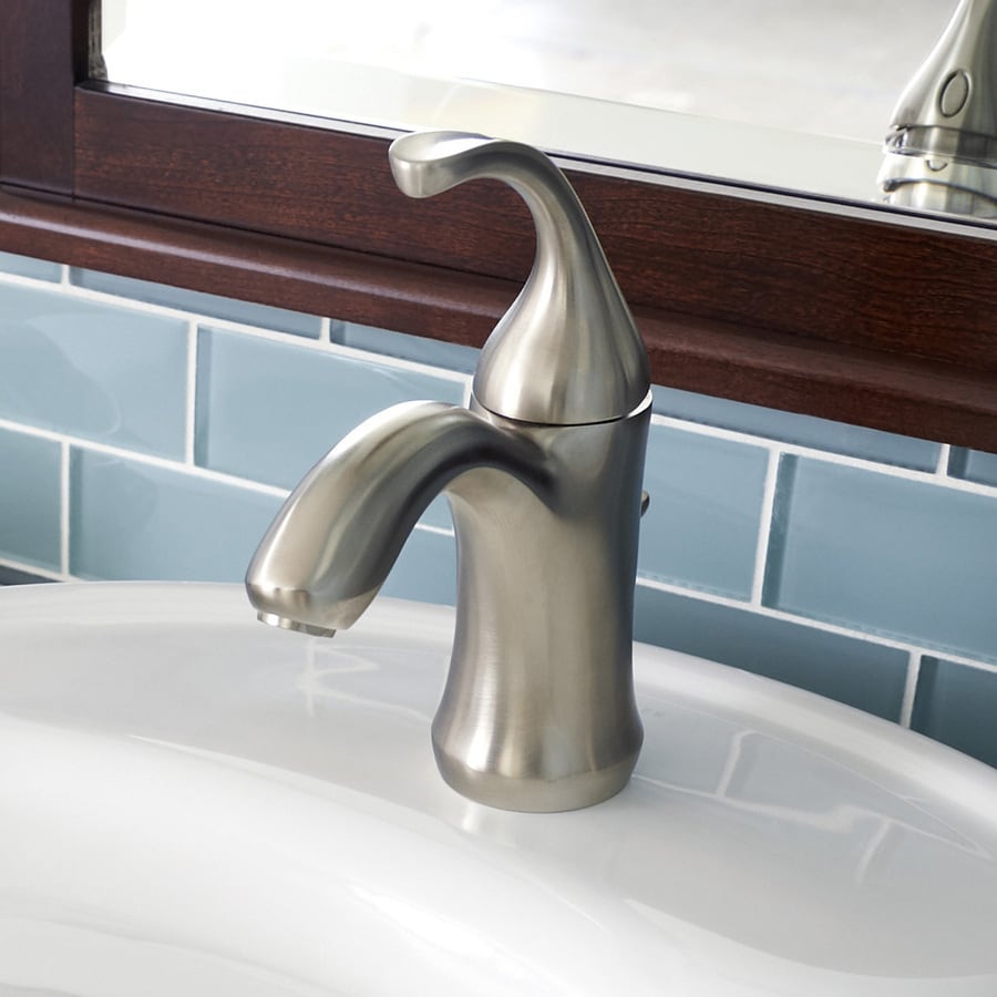 Kohler Forte Vibrant Brushed Nickel 1 Handle Single Hole Watersense Bathroom Faucet Drain 8447