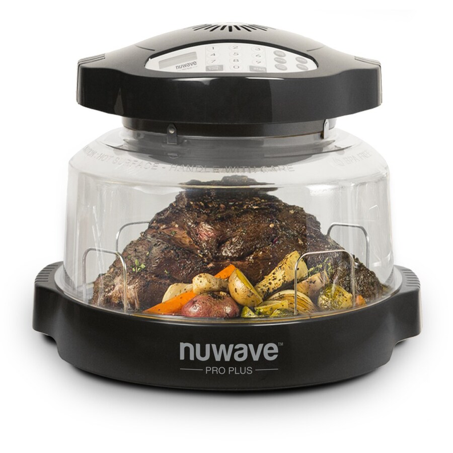 NuWave Pro Plus Black Programmable Round Porcelain Roaster Oven with