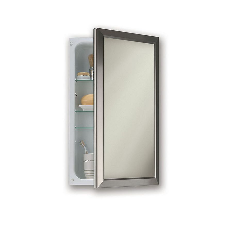 Jensen Hampton 15 75 In X 25 5 In Rectangle Recessed Mirrored Medicine Cabinet In The Medicine Cabinets Department At Lowes Com