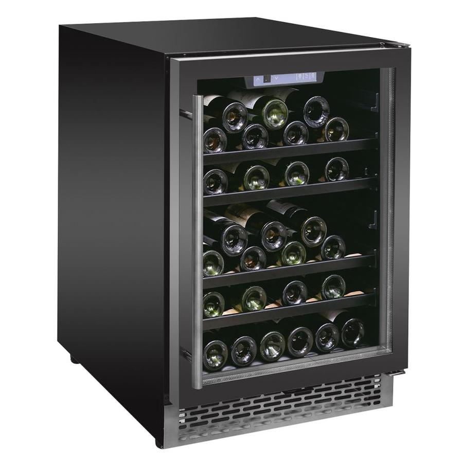 black stainless steel wine cooler