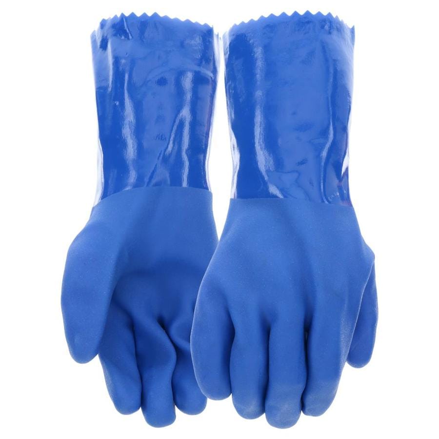 blue work gloves