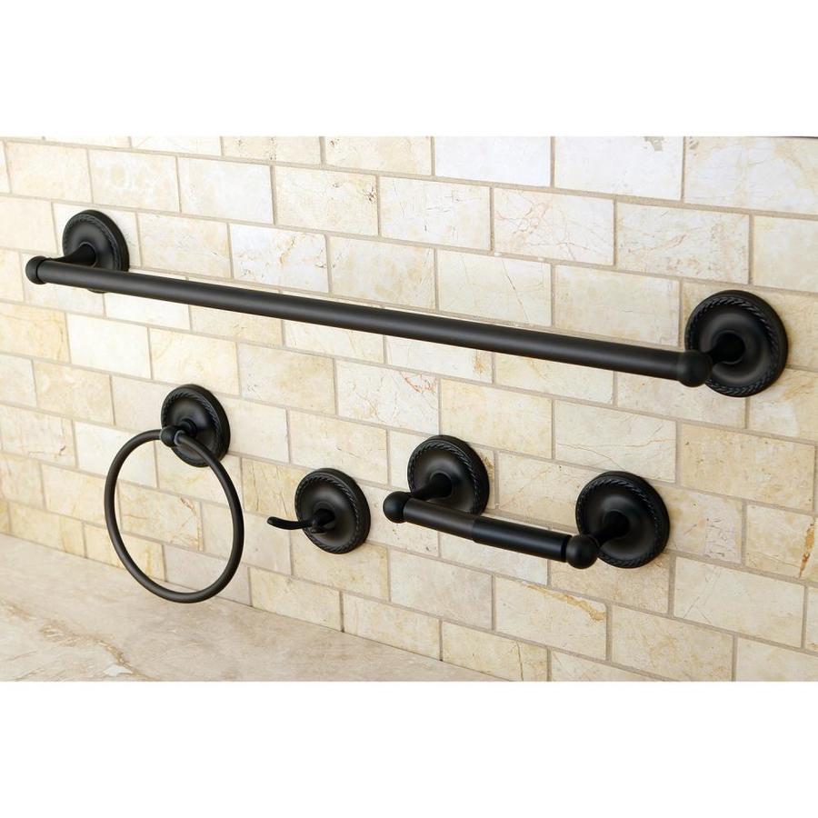 Kingston Brass 4 Piece Laurel Oil Rubbed Bronze Decorative Bathroom Hardware Set In The