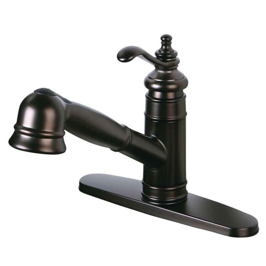 Kingston Brass Templeton Oil Rubbed Bronze 1 Handle Deck Mount Pull Out Handle Kitchen Faucet Deck Plate Included In The Kitchen Faucets Department At Lowescom