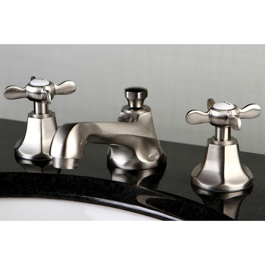 Kingston Brass Essex Brushed Nickel 2 Handle 8 In Widespread Bathroom Sink Faucet With Drain In 5842