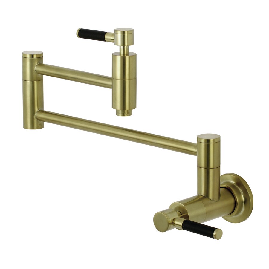 Kingston Brass Concord Brushed Brass 2 Handle Wall Mount Pot Filler Handle Kitchen Faucet In The Kitchen Faucets Department At Lowescom