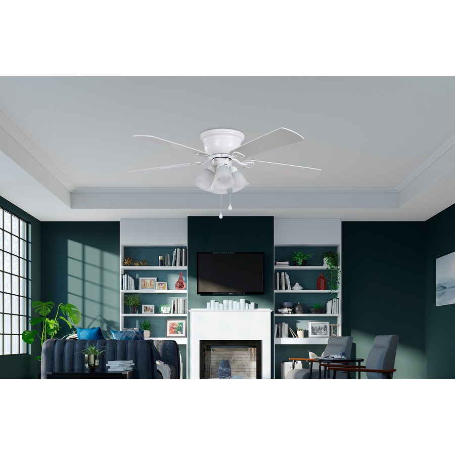 Harbor Breeze Centreville 52in White LED Indoor Flush Mount Ceiling