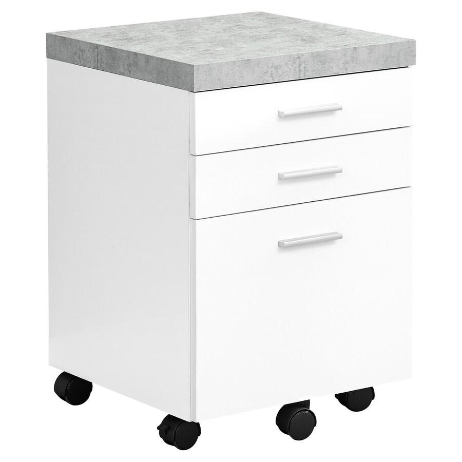 Monarch Specialties White Grey Cement Look 3 Drawer File Cabinet In The File Cabinets Department At Lowes Com