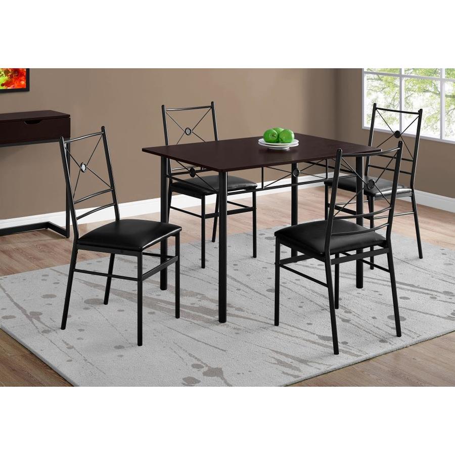 Monarch Specialties Dining Set- 5Pcs Set- Cappuccino- Black Metal in the Dining Room Sets 