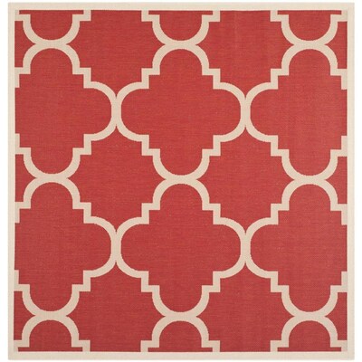Safavieh Courtyard Lihue 8 x Red Square Indoor/Outdoor Geometric Coastal Area Rug Safavieh Courtyard Lihue 8 x Red Square Indoor/Outdoor Geometric Coastal Area Rug