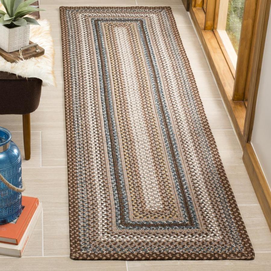 Safavieh Braided Charleston 2 x 6 Brown/Multi Indoor Stripe Farmhouse/Cottage Handcrafted Runner