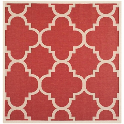 Safavieh Courtyard Lihue 4 x Red Square Indoor/Outdoor Geometric Coastal Area Rug Safavieh Courtyard Lihue 4 x Red Square Indoor/Outdoor Geometric Coastal Area Rug