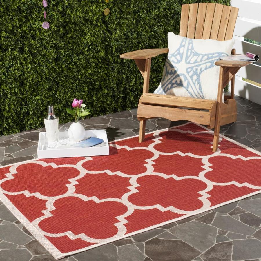 Safavieh Courtyard Lihue 5 x 5 Red Square Indoor/Outdoor Geometric