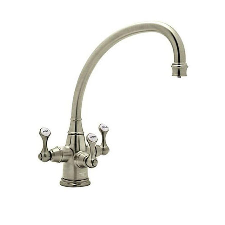 Rohl Perrin And Rowe Satin Nickel 3 Handle Deck Mount High Arc Handle Lever Residential Kitchen Faucet In The Kitchen Faucets Department At Lowescom