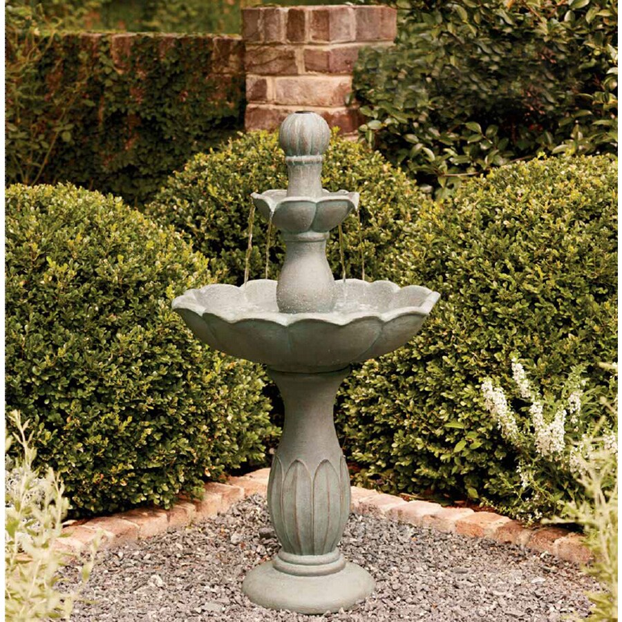 Garden Treasures 35.43in H Resin Tiered Outdoor Fountain in the