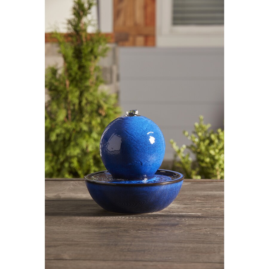 Style Selections Blue Tabletop Ceramic Fountain in the Indoor Fountains