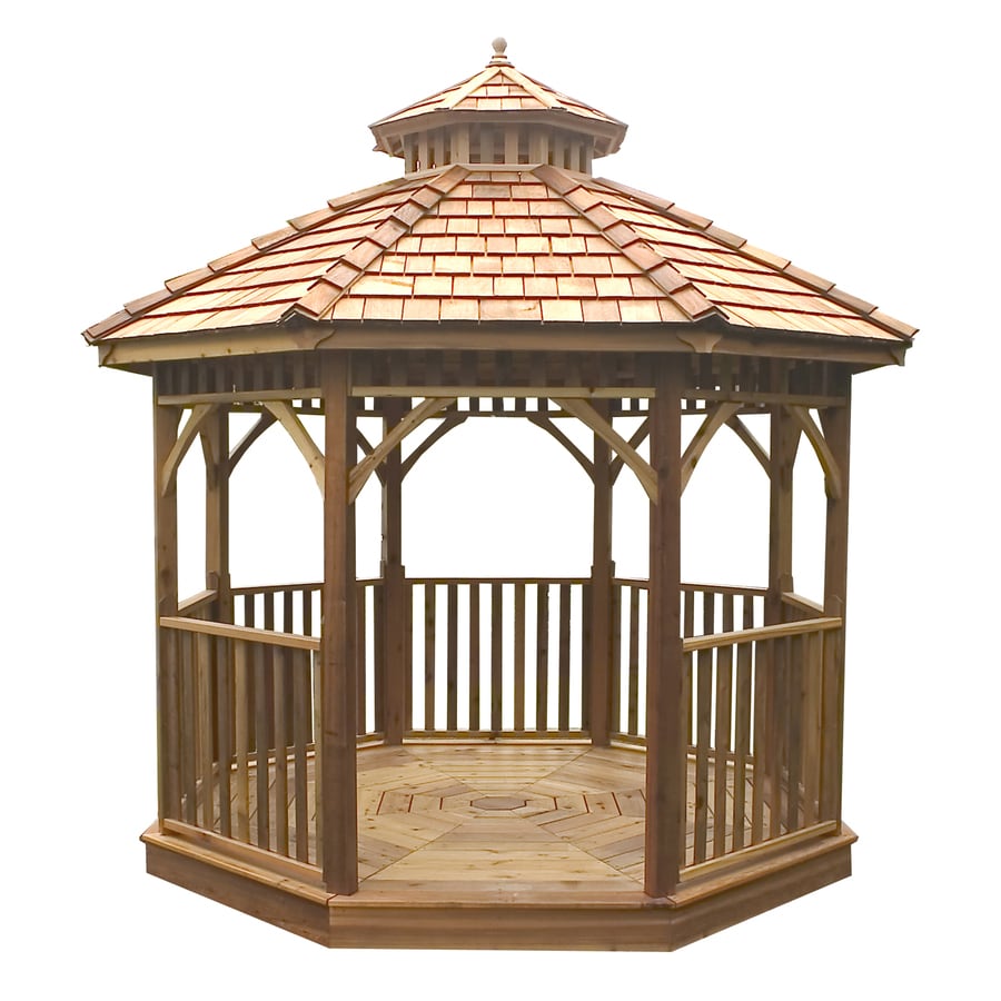 Outdoor Living Today Natural Cedar Wood Gazebo (Foundation: 14-ft x 14 ...