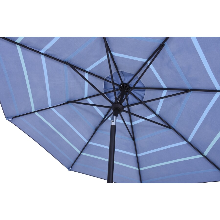 Allen Roth Blue Stripe Market 9 Ft Patio Umbrella In The Patio Umbrellas Department At Lowes Com