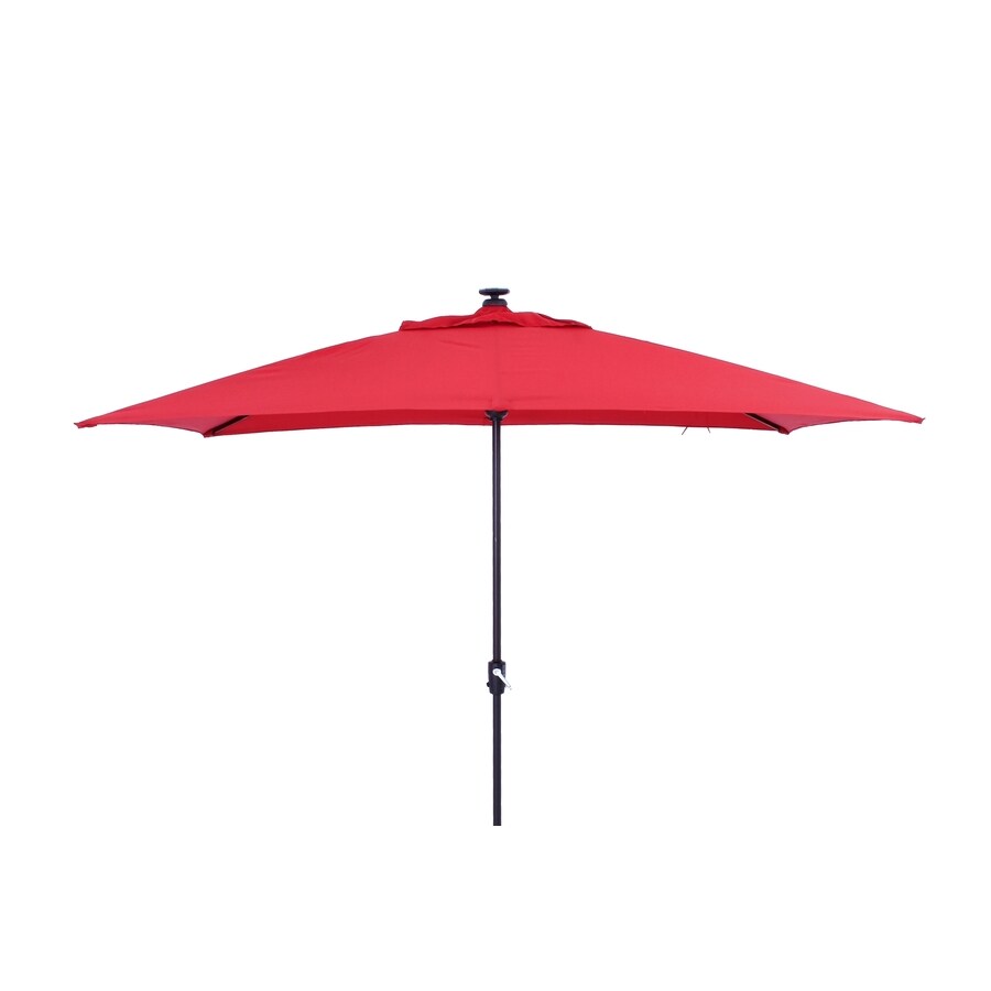 red parasol with base