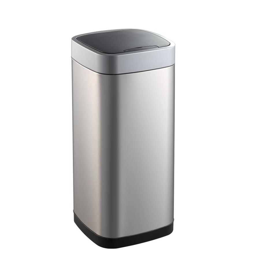 Eko 50 Liter Stainless Steel Metal Touchless Trash Can With Lid In The Trash Cans Department At Lowescom