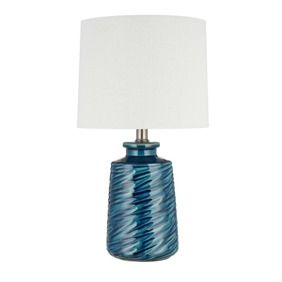 allen + roth 18-in Blue Glazed Table Lamp with Linen Shade ...