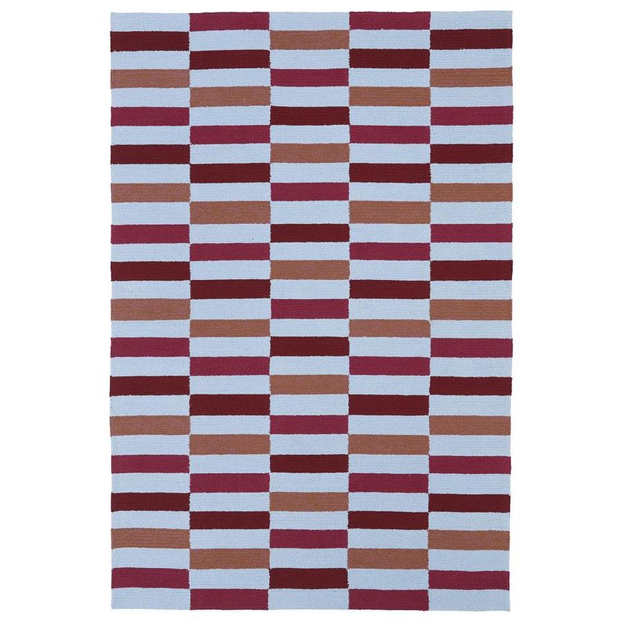 Kaleen Matira 3 x 5 Cranberry Indoor Stripe Coastal Handcrafted Throw Rug