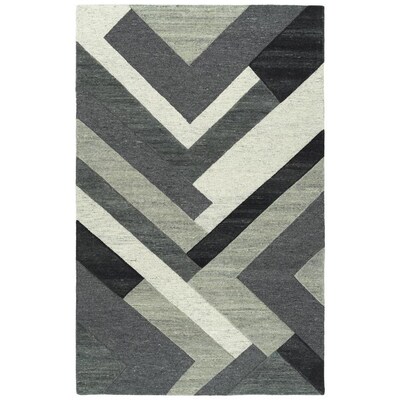 Kaleen Alzada 8 x 10 Charcoal Indoor Geometric Bohemian/Eclectic Handcrafted Area Rug Kaleen Alzada 8 x 10 Charcoal Indoor Geometric Bohemian/Eclectic Handcrafted Area Rug