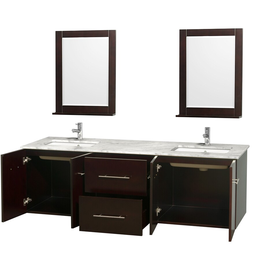 Wyndham Collection Centra 72 In Espresso Double Sink Bathroom Vanity With White Carrera Natural