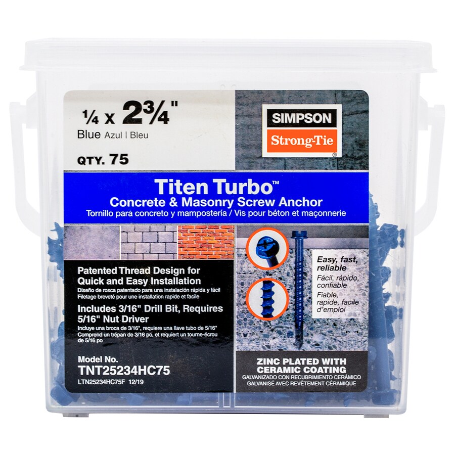 Simpson Strong Tie Titen Turbo 75 Pack 2 3 4 In X 1 4 In Concrete Anchors In The Concrete Anchors Department At Lowes Com