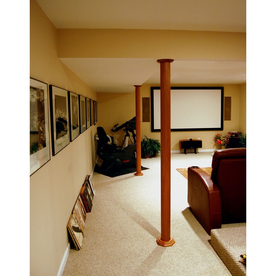 Pole Wrap Basement - Pole Wrap 96 In X 12 In Oak Basement Column Cover ...