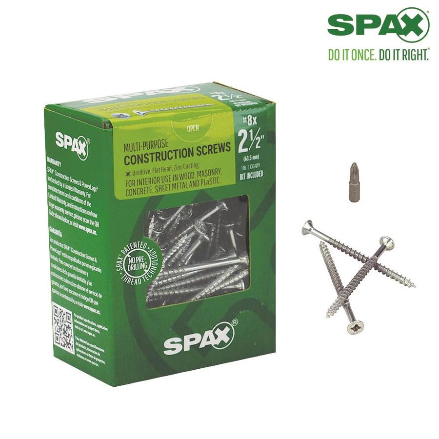 Spax Spax Multi Purpose 8 X 2 12 In Silver Zinc Plated Flat Interior Multi Material Screws 7548