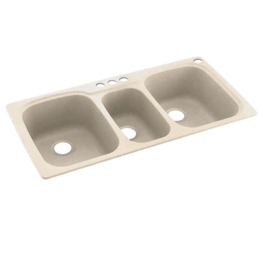 Swanstone 44 In X 22 In Tahiti Sand Triple Bowl Drop In 4 Hole Residential Kitchen Sink In The Kitchen Sinks Department At Lowes Com