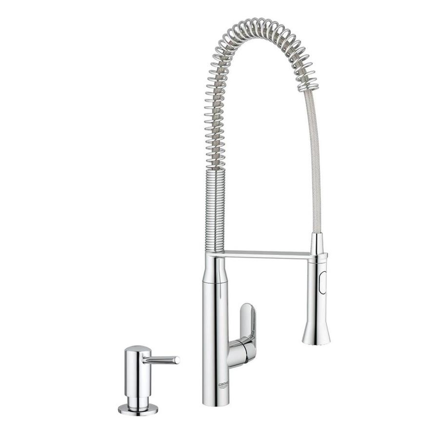 Grohe K7 Chrome 1 Handle Deck Mount Pull Down Handle Lever Residential Kitchen Faucet In The Kitchen Faucets Department At Lowescom