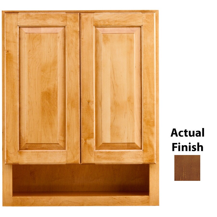 Kraftmaid 24 In W X 30 In H X 7 In D Cognac Maple Bathroom Wall Cabinet In The Bathroom Wall Cabinets Department At Lowes Com