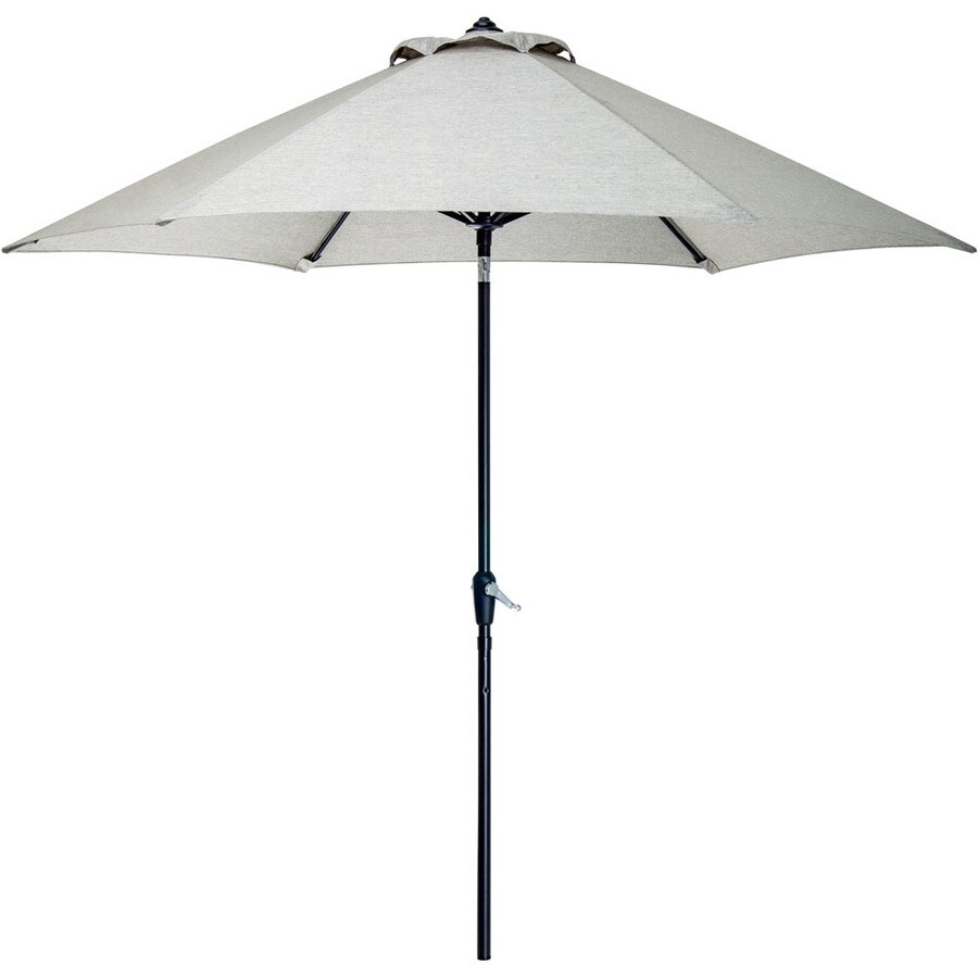 Hanover Outdoor Furniture 9 Ft Round Gray With Gray Aluminum Frame Push Button Tilt Market Patio Umbrella In The Patio Umbrellas Department At Lowes Com