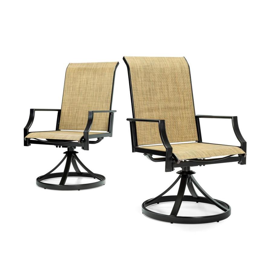 La Z Boy Outdoor Addyson Set Of 2 Brown Metal Swivel Dining Chair S With Burlap Sling Seat In The Patio Chairs Department At Lowes Com