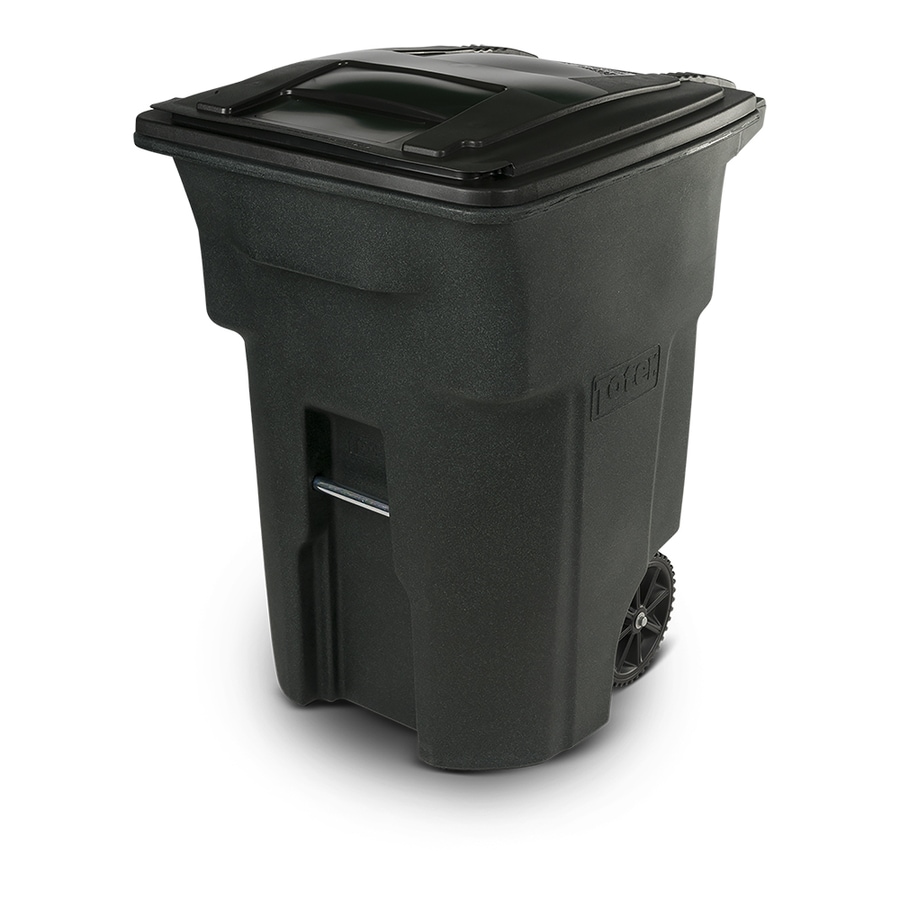 Toter 96 Gallon Greenstone Plastic Wheeled Trash Can With Lid In The Trash Cans Department At Lowescom