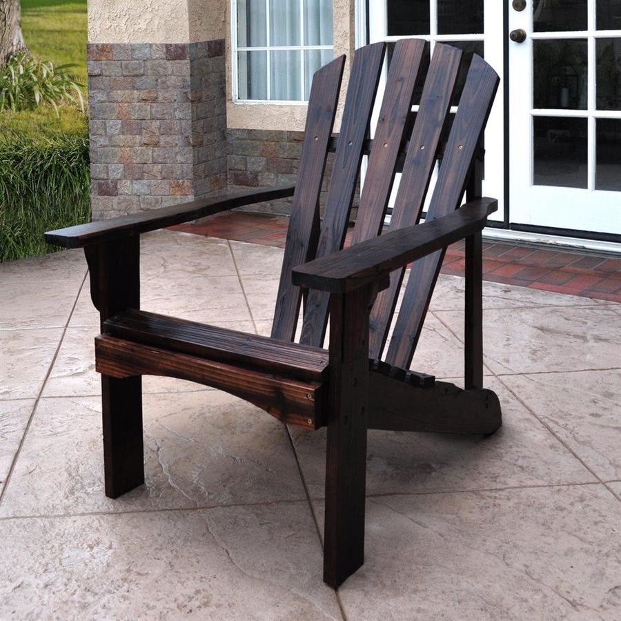 Shine Company Rockport Brown Wood Stationary Adirondack Chair(s) with Slat Seat in the Patio ...