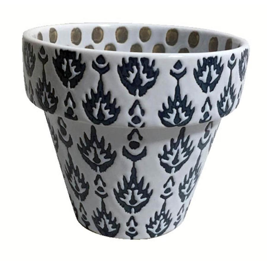 Allen Roth 7 283 In W X 6 496 In H White And Blue Ceramic Planter In The Pots Planters Department At Lowes Com